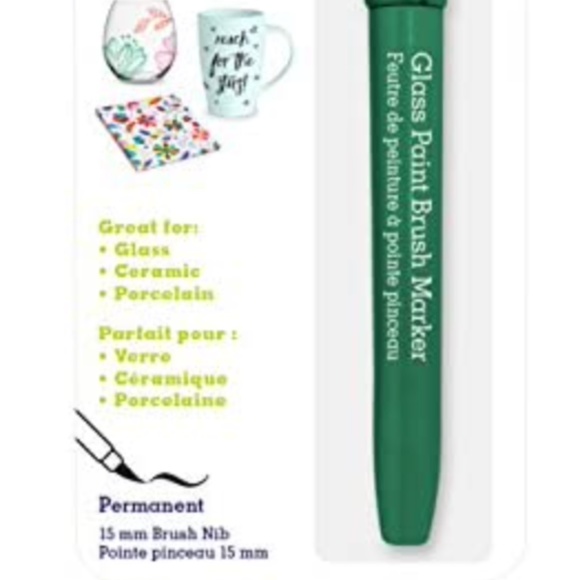 Glass Paint Brush Marker Permanent 15mm, Green - Picture 2 of 5